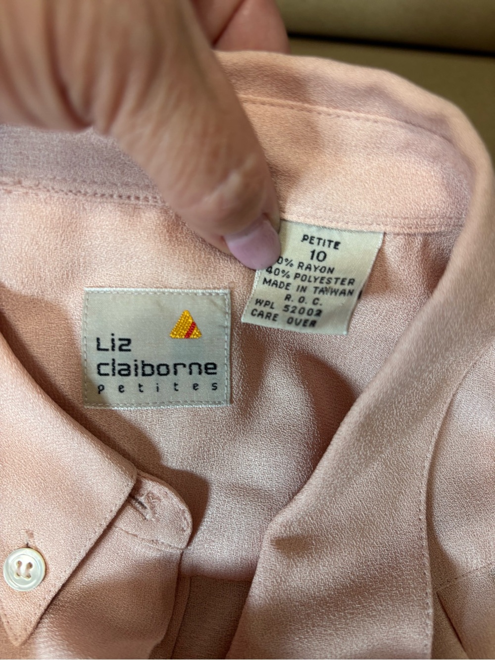Liz Claiborne Petite Soft Peach Button-Front Blouse